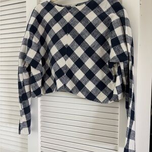 Gingham Navy and White Women's Crop Top. Vintage Zara.